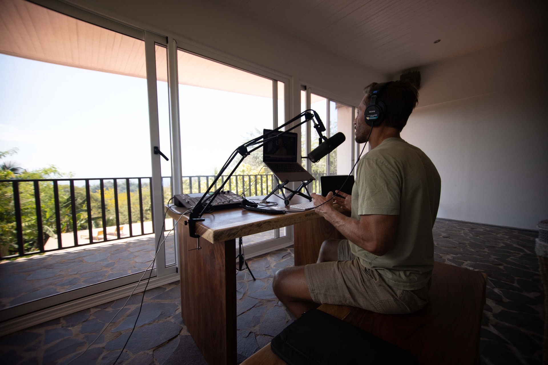 Paul Saladino recording the podcast